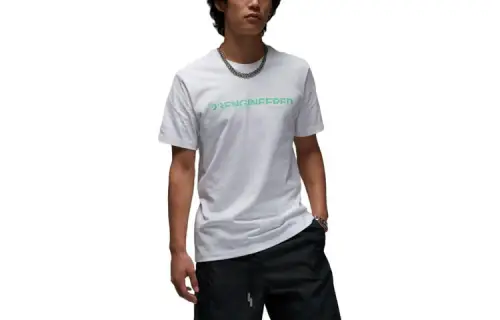 Jordan T Shirts Men's White Crew Neck Moderate Straight Fit