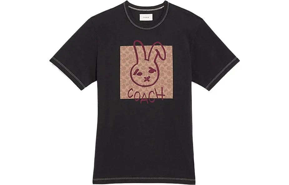 COACH T-Shirts Men's Black Crew Neck Moderate Straight Fit
