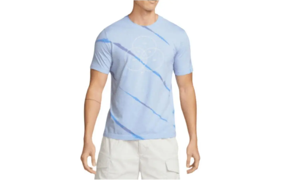 Nike T-Shirts Men's Light Blue Crew Neck Moderate Straight Fit