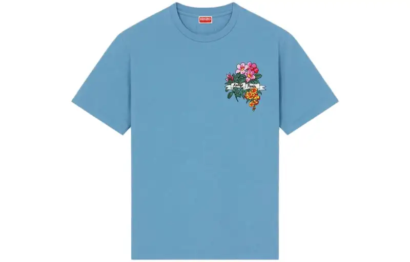 KENZO T Shirts Men's Blue Crew Neck Moderate Straight Fit