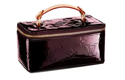 LOUIS VUITTON Lacquered Finish Leather Jewelry Box Handbag Women's Metal Purple