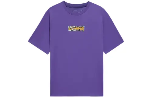 Li Ning Sports Fashion Collection T Shirts Unisex Free Purple Crew Neck Moderate Straight Fit