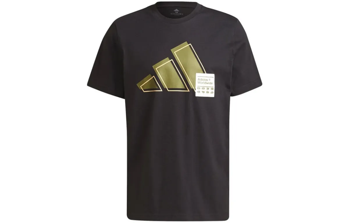 Adidas T-Shirts Men's Black Crew Neck Moderate Straight Fit