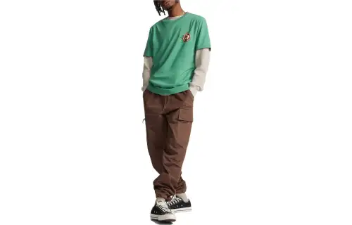 Converse T Shirts Men's Green Crew Neck Moderate Straight Fit