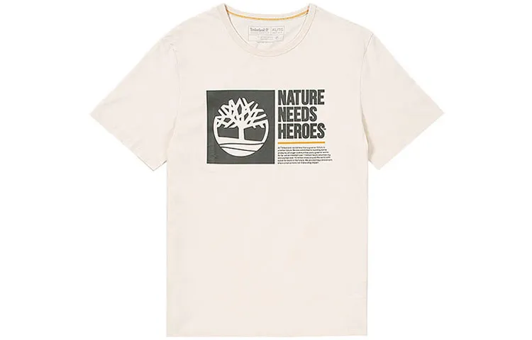 Timberland T-Shirts Men's Ecru Crew Neck Moderate Straight Fit