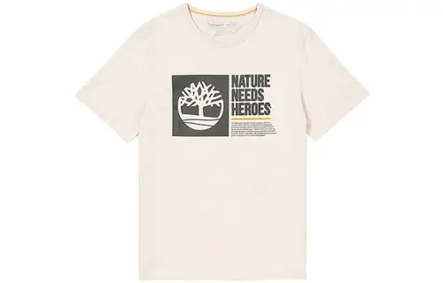 Timberland T Shirts Men's Ecru Crew Neck Moderate Straight Fit