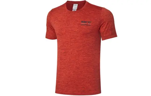 Li Ning T Shirts Men's Red Crew Neck Moderate Straight Fit