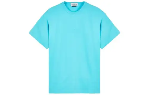STONE ISLAND T Shirts Men's Turquoise Crew Neck Moderate Straight Fit