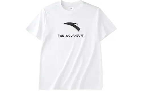 ANTA T Shirts Men's White Crew Neck Moderate Straight Fit