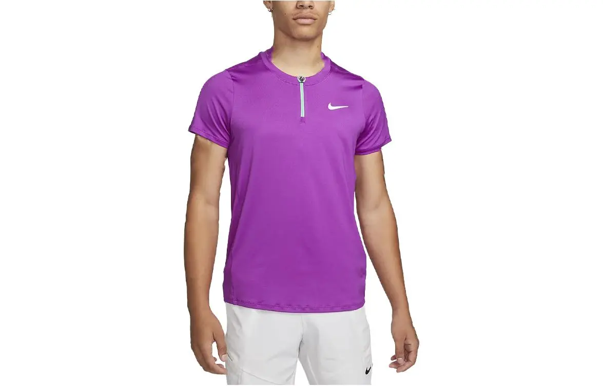 Nike T-Shirts Men's Dark Violet Crew Neck Moderate Straight Fit