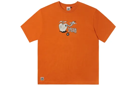 Vision Street Wear Drop Shoulder Sleeve Short Sleeved T Shirts Unisex Burnt Orange