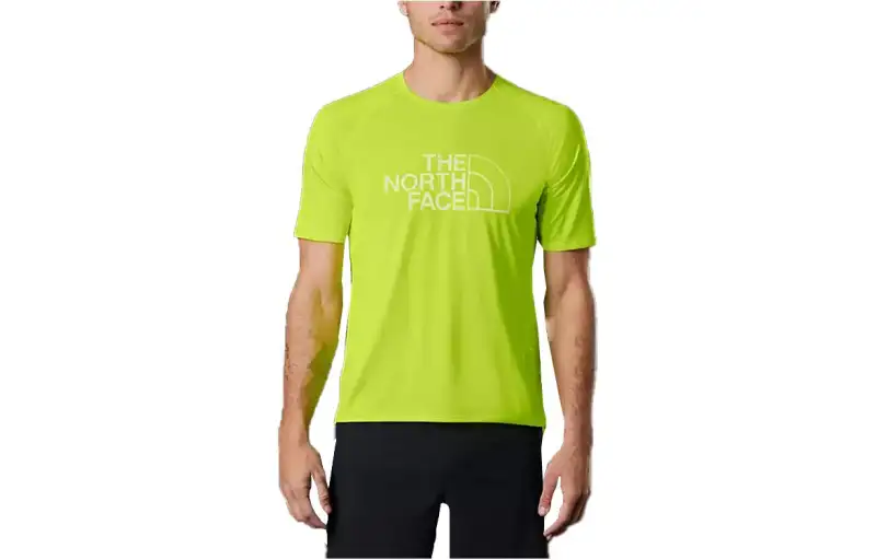 THE NORTH FACE T Shirts Men's Light Green Crew Neck Moderate Straight Fit