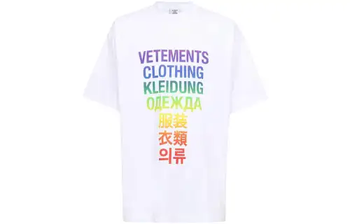 Vetements T Shirts Men's White Crew Neck Moderate Straight Fit
