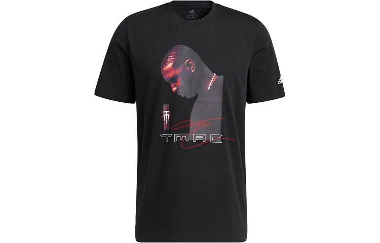 Adidas T-Shirts Men's Black Crew Neck Moderate Straight Fit