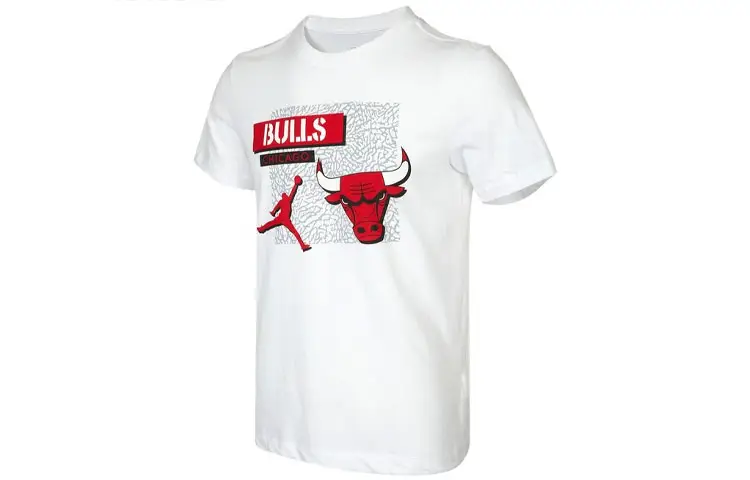 Jordan T Shirts Men's White Crew Neck Moderate Straight Fit