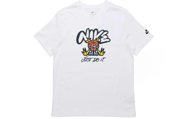 Nike T-Shirts Men's White Crew Neck Moderate Straight Fit