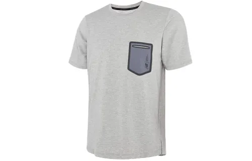 New Balance T Shirts Men's Gray Crew Neck Moderate Straight Fit