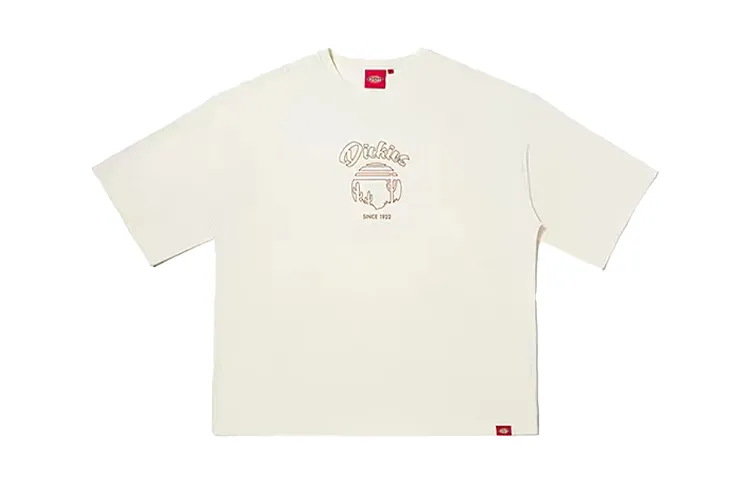 Dickies T-Shirts Unisex Cream Crew Neck Moderate Straight Fit