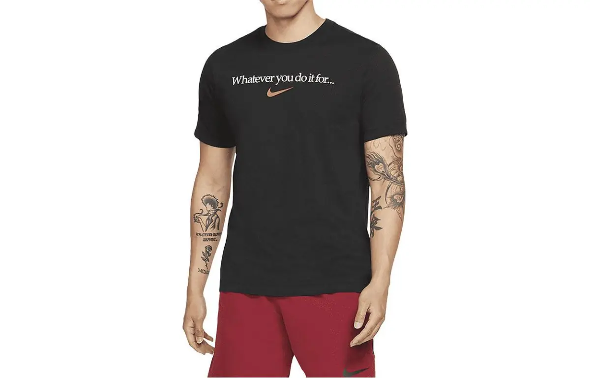Nike T-Shirts Men's Black Crew Neck Moderate Straight Fit