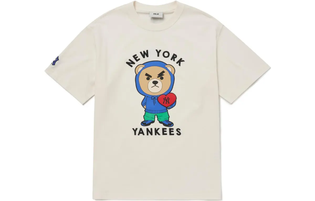 MLB Mega Bear T-Shirts Unisex Cheese White Crew Neck Moderate Straight Fit
