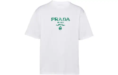 PRADA T Shirts Men's White Crew Neck Moderate Straight Fit