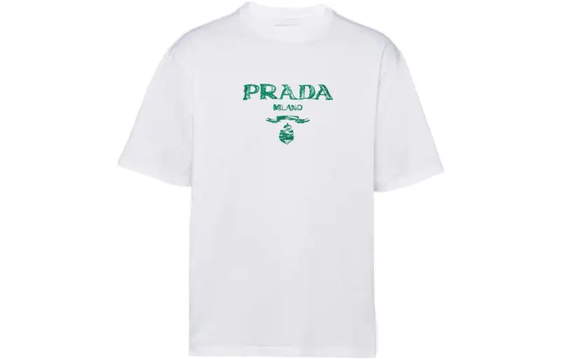 PRADA T Shirts Men's White Crew Neck Moderate Straight Fit
