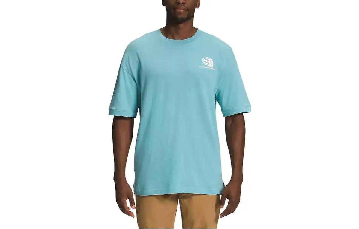 THE NORTH FACE T-Shirts Men's Blue Crew Neck Moderate Straight Fit