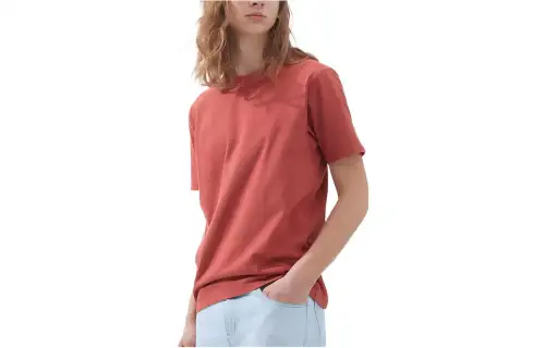 UNIQLO U Collection T Shirts Unisex Rose Red Crew Neck Moderate
