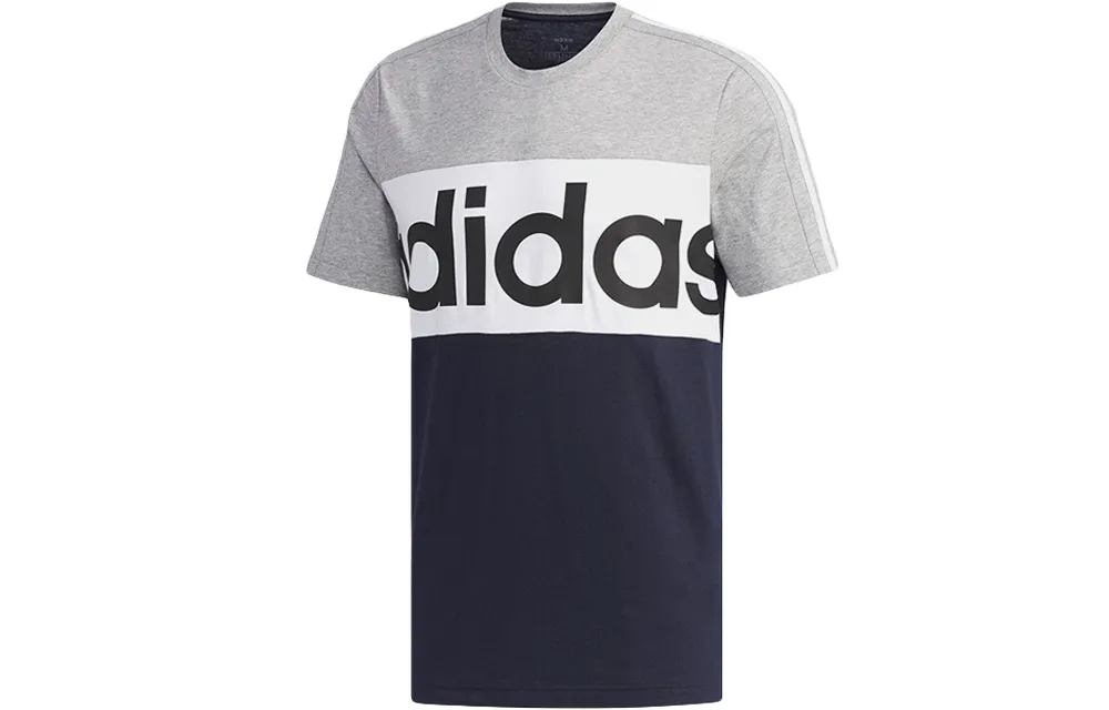 Adidas T-Shirts Men's Gray Blue Crew Neck Moderate Straight Fit