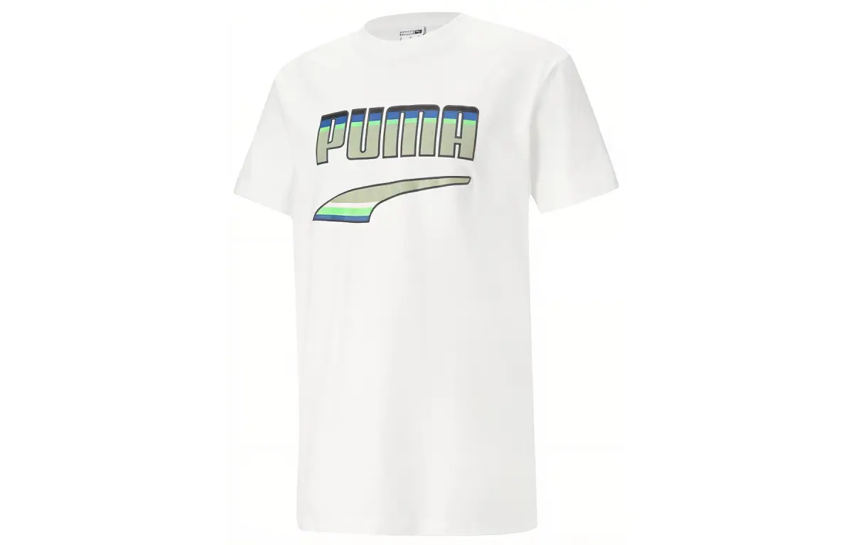 PUMA T-Shirts Men's White Crew Neck Moderate Straight Fit