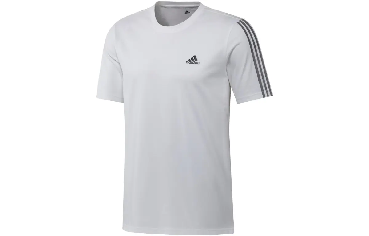 Adidas T-Shirts Men's White Crew Neck Moderate Straight Fit