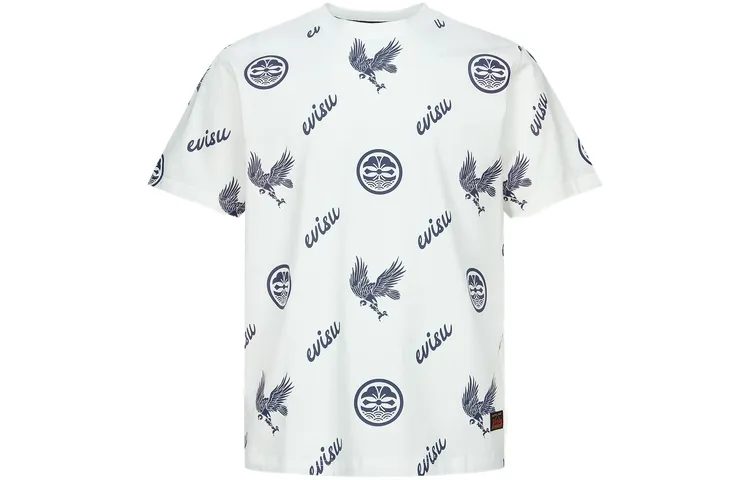 EVISU T Shirts Men's White Crew Neck Moderate Straight Fit