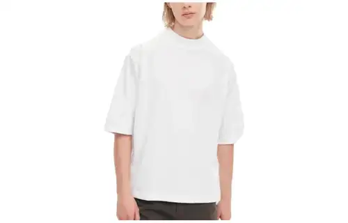 UNIQLO T Shirts Unisex White Turtleneck Moderate Straight Fit