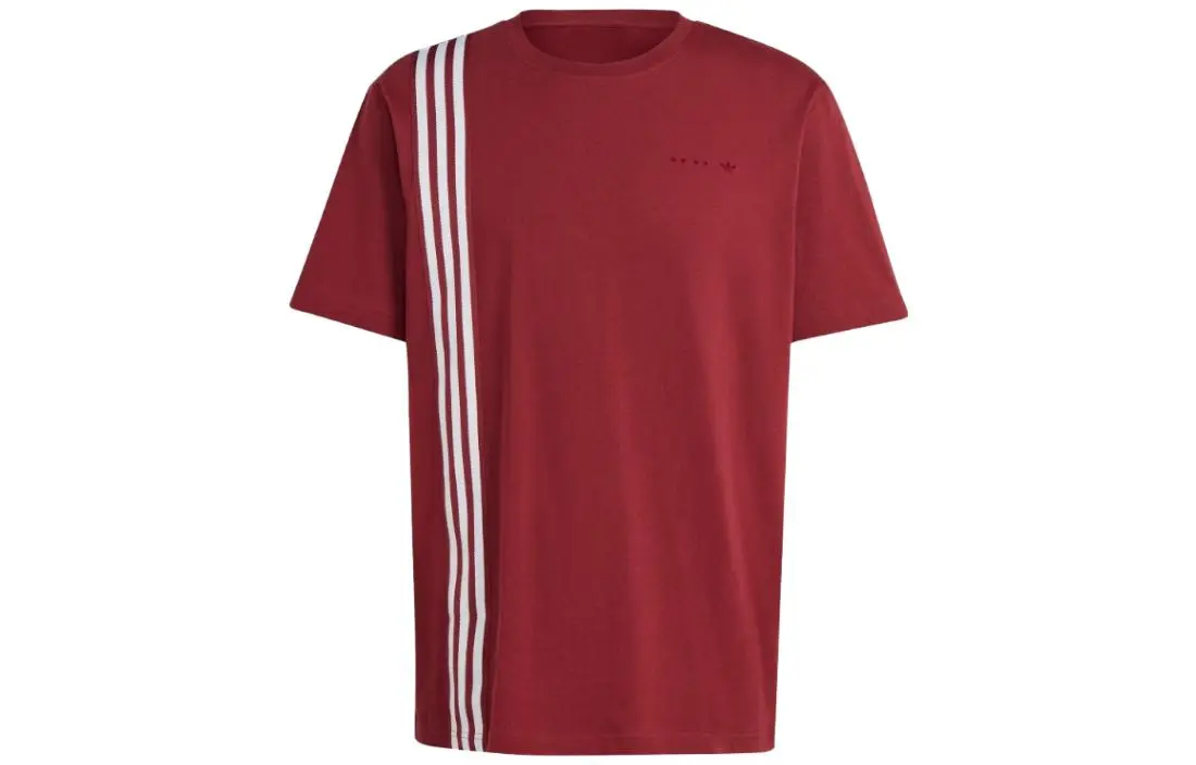 Adidas T-Shirts Men's Dark Red Crew Neck Moderate Straight Fit