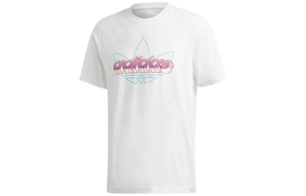 Adidas T-Shirts Men's White Crew Neck Moderate Straight Fit