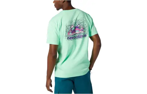 New Balance T Shirts Men's Agave Green Crew Neck Moderate Straight Fit