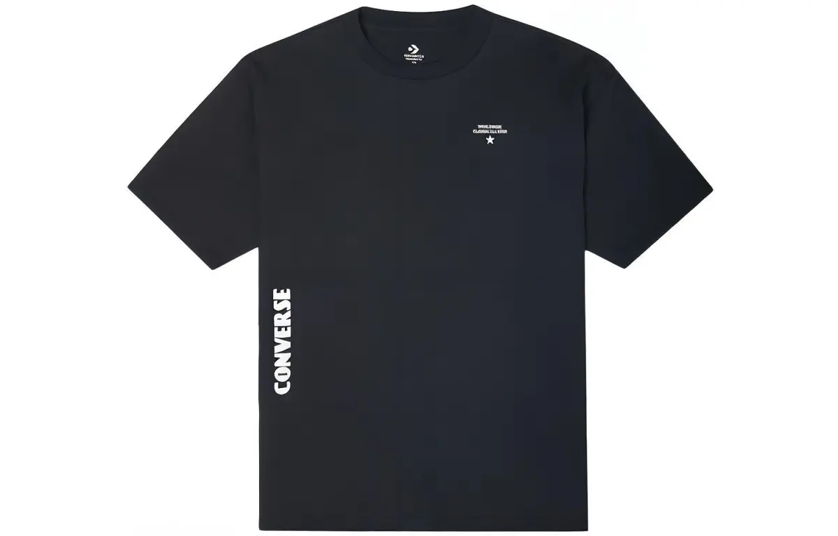 Converse T-Shirts Men's Black Crew Neck Moderate Straight Fit