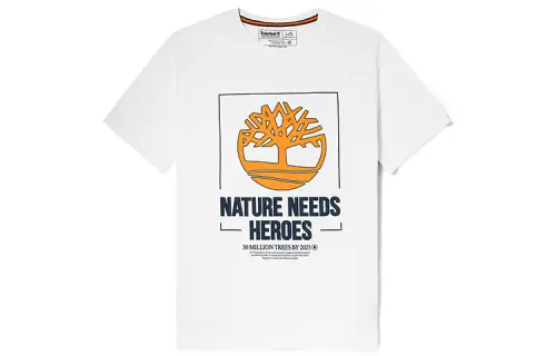Timberland T Shirts Men's White Crew Neck Moderate Straight Fit