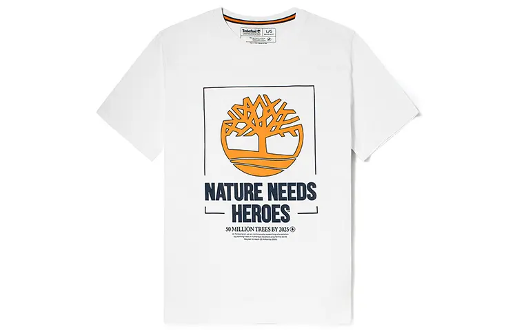 Timberland T Shirts Men's White Crew Neck Moderate Straight Fit
