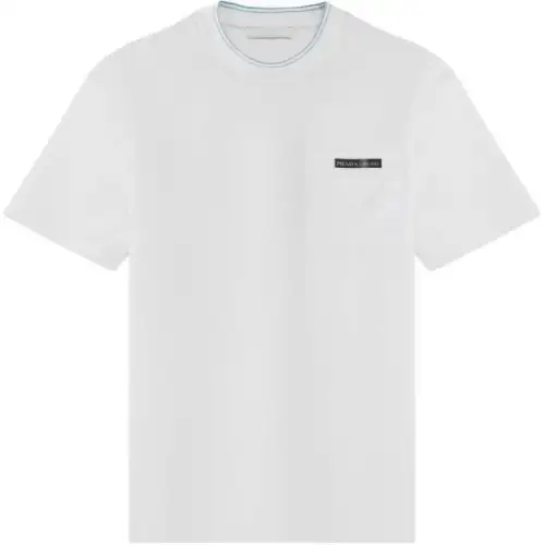 PRADA T Shirts Men's White Crew Neck Moderate Straight Fit