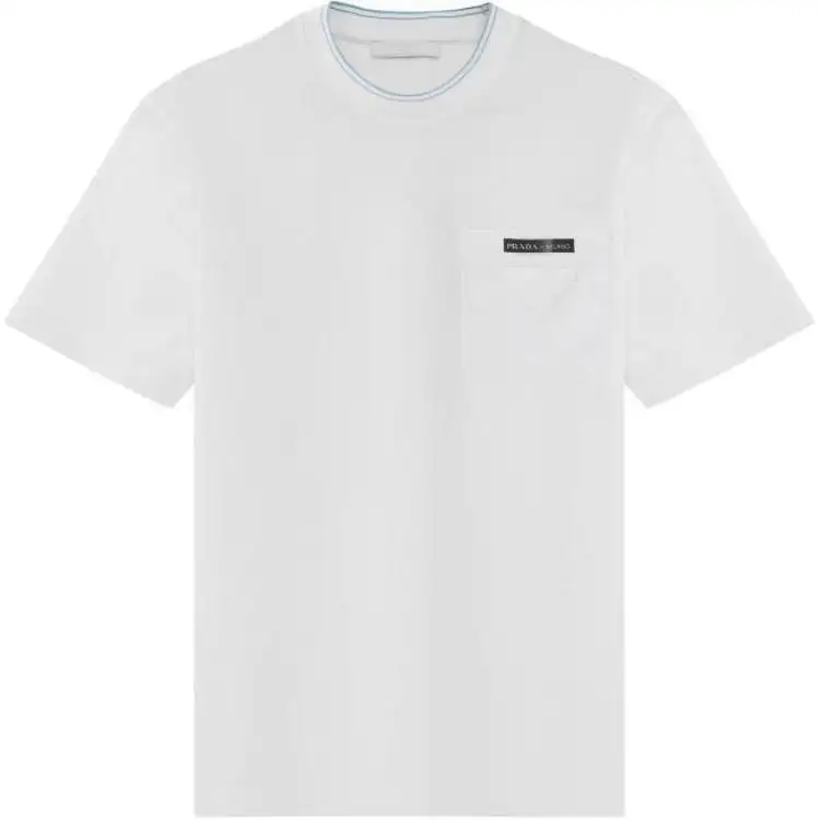PRADA T Shirts Men's White Crew Neck Moderate Straight Fit