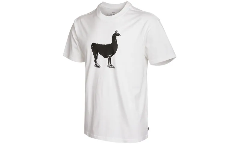 Nike T-Shirts Men's White Crew Neck Moderate Straight Fit