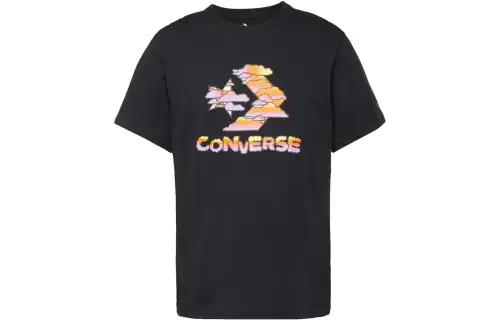 Converse T Shirts Men's Black Crew Neck Moderate Straight Fit