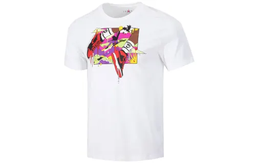 Jordan T Shirts Men's White Crew Neck Moderate Straight Fit