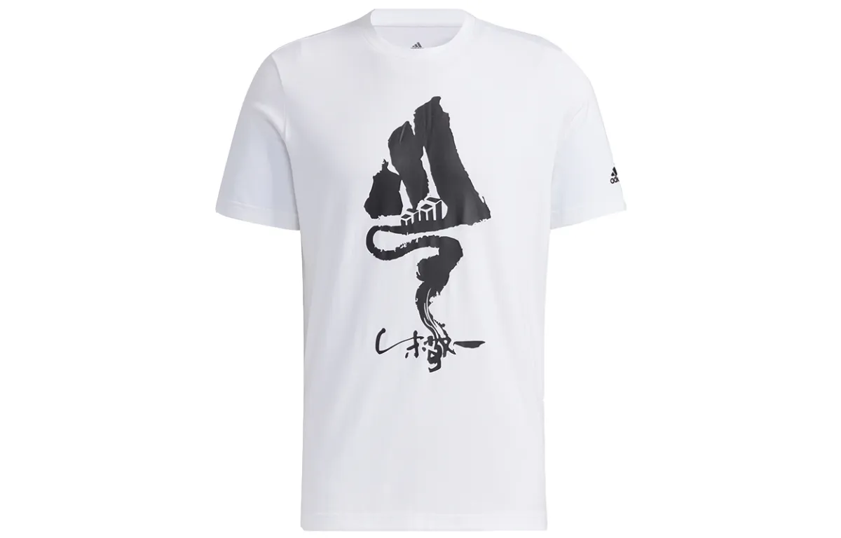 Adidas T-Shirts Men's White Crew Neck Moderate Straight Fit