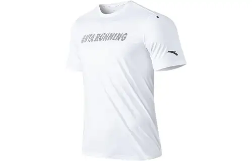 ANTA T Shirts Men's White Crew Neck Moderate Straight Fit