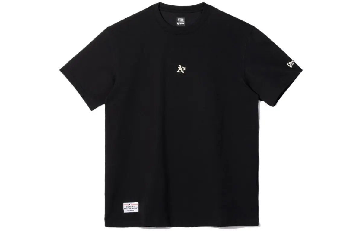 New Era T-Shirts Unisex Black Crew Neck Moderate