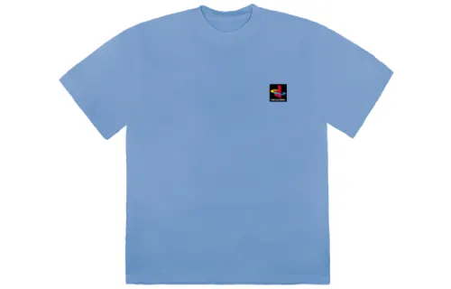 Travis Scott T Shirts Unisex Blue Crew Neck Moderate Straight Fit