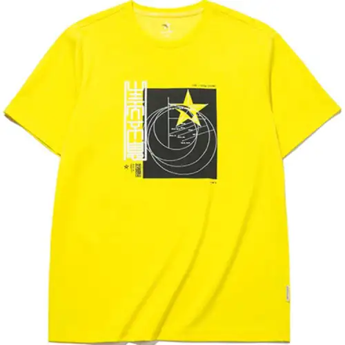 ANTA T Shirts Men's Yellow Crew Neck Moderate Straight Fit