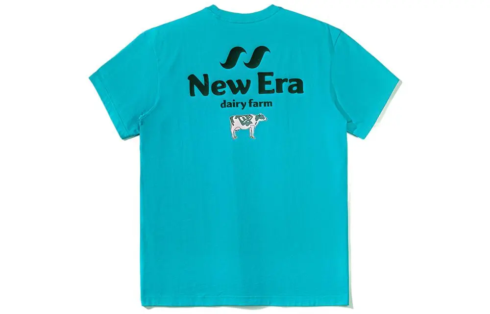 New Era Letter Print T Shirt Unisex Dark Blue